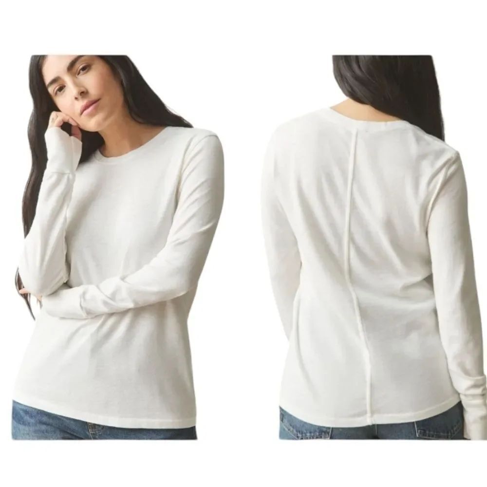 NEW American Giant Premium Slub Long Sleeve Crew Tee Bone White Size XL